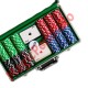 Set Poker cu 300 de jetoane,  2 pachete de carti, cutie si 5 zaruri rosii, cutie aluminiu