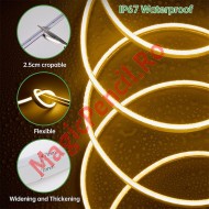 Furtun LED, neon, 5M, galben, sursa alimentare