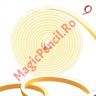 Furtun LED, neon, 5M, galben, sursa alimentare