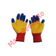 Set 12 manusi de lucru groase din spuma latex rosu-galben-albastru, marime universala