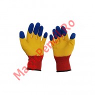 Set 12 manusi de lucru groase din spuma latex rosu-galben-albastru, marime universala