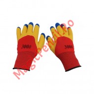 Set 12 manusi de lucru groase din spuma latex rosu-galben-albastru, marime universala