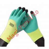 Manusi de lucru groase din spuma latex galben-verde-negru marime universala, 12 buc / set