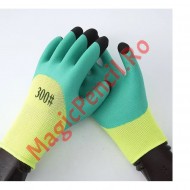 Set 12 manusi de lucru groase din spuma latex galben-verde-negru marime universala