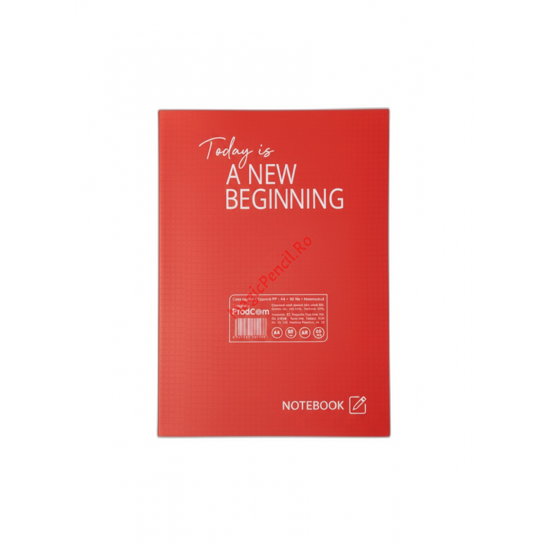 Caiet A4, 80 file, PP, matematica, rosu