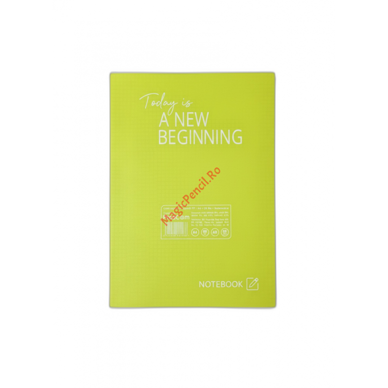 Caiet A4, 80 file, PP, matematica, galben